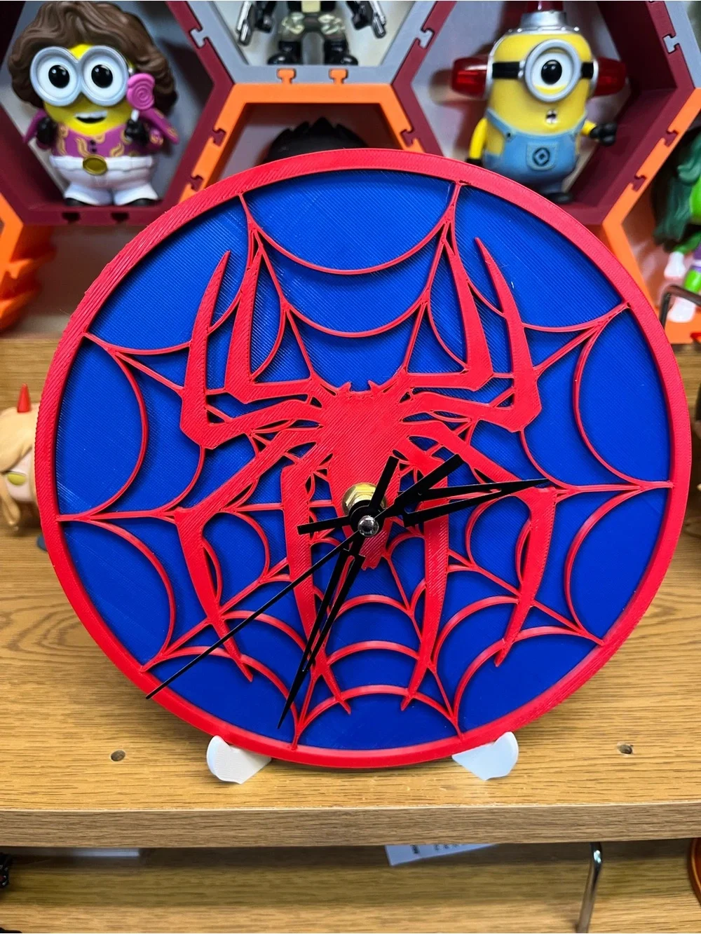 Red and Blue Spider Web Wall Clock - Superhero Themed Home Decor